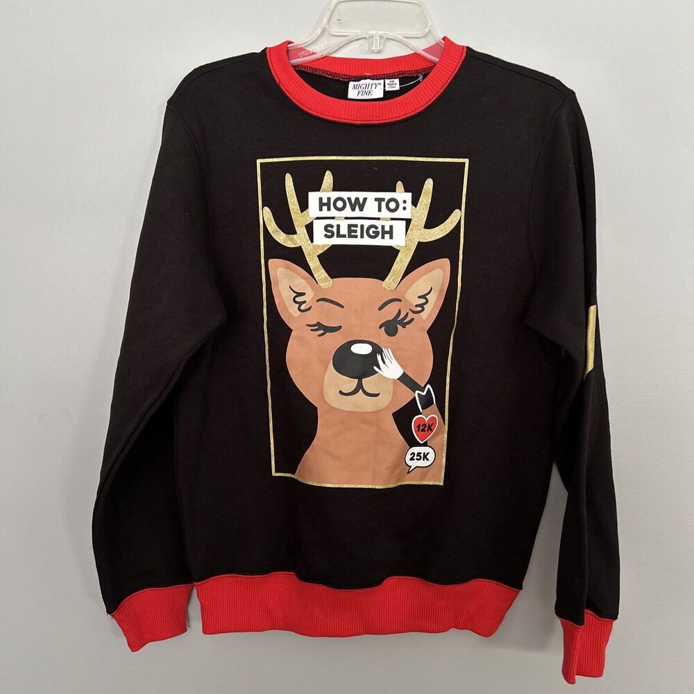Mighty Fine How to Sleigh Christmas Sweater Black Size Small New without Tags